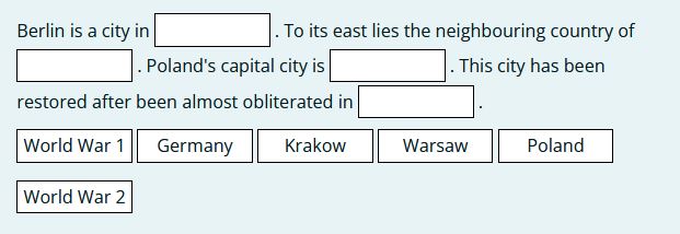 Moodle quiz question - Drag and drop example